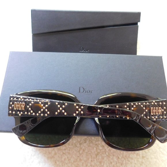 NEW DIOR LADY DIOR STUDS WAYFARER SUNGLASSES LOGO! CHRISTIAN DIOR - Picture 2 of 7
